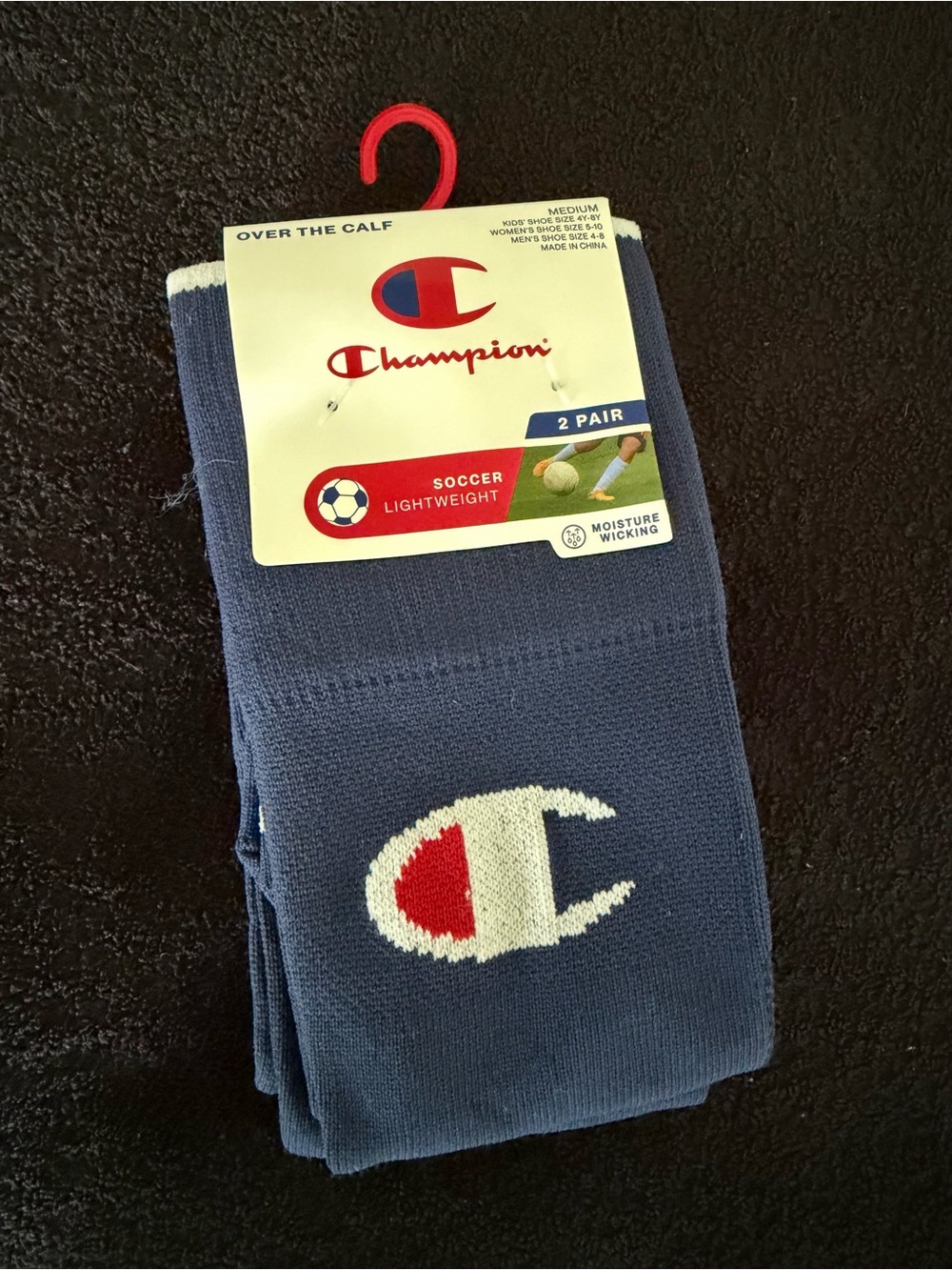 NEW Champion Performance Over Calf Socks 2pairs Navy M